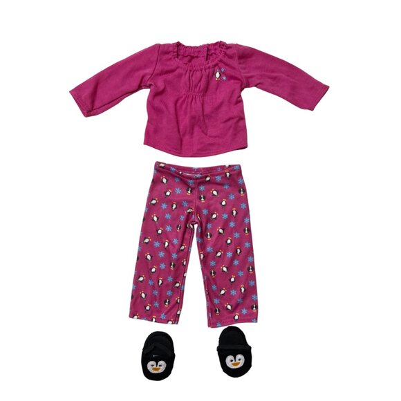 American Girl Penguin Winter Pajama Matching Set | Girls Sz L + Doll Outfit - Picture 8 of 9